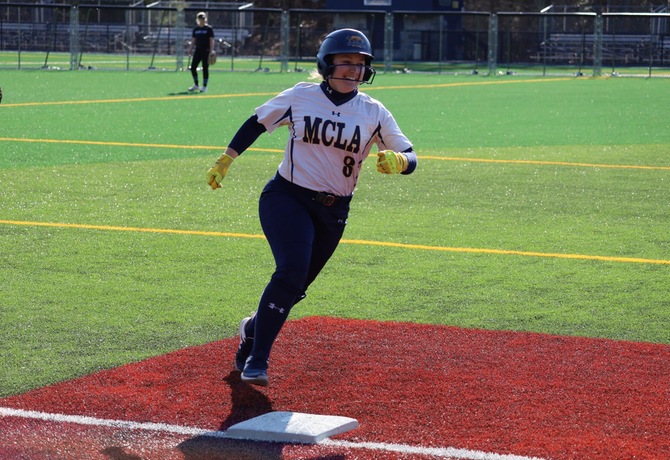 Maggie Closinski knocked her first career home run today against Albertus Magnus.
Photo credit: Dylan Schenck